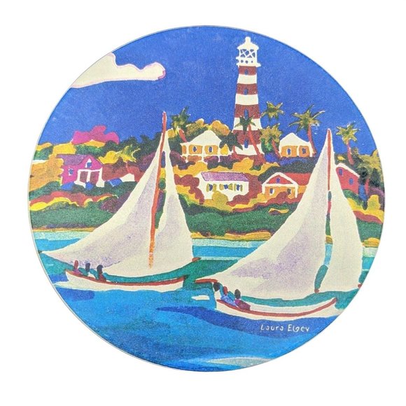 Coasters Tropical Beach Sailboats Ocean Set of 4 Absorbent Coasterstone  4.25" - Picture 7 of 10